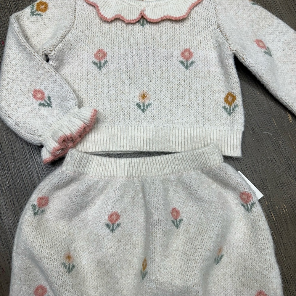 TIK TOK Viral Cynthia Rowley Floral Knit Sweater and Skirt Set 12M